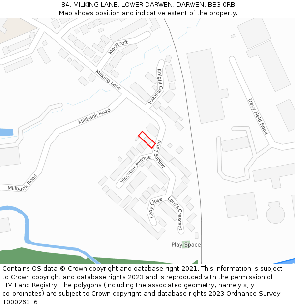 84, MILKING LANE, LOWER DARWEN, DARWEN, BB3 0RB: Location map and indicative extent of plot