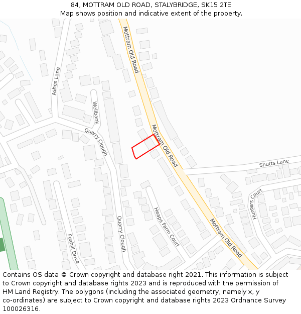 84, MOTTRAM OLD ROAD, STALYBRIDGE, SK15 2TE: Location map and indicative extent of plot