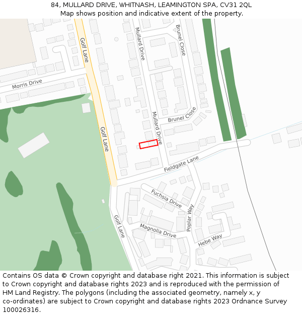 84, MULLARD DRIVE, WHITNASH, LEAMINGTON SPA, CV31 2QL: Location map and indicative extent of plot