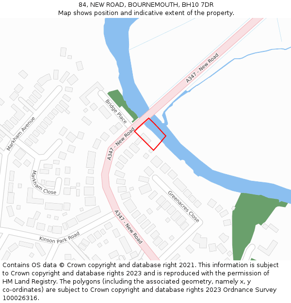 84, NEW ROAD, BOURNEMOUTH, BH10 7DR: Location map and indicative extent of plot