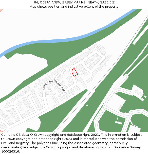 84, OCEAN VIEW, JERSEY MARINE, NEATH, SA10 6JZ: Location map and indicative extent of plot