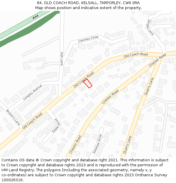 84, OLD COACH ROAD, KELSALL, TARPORLEY, CW6 0RA: Location map and indicative extent of plot