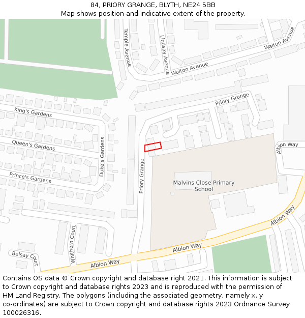 84, PRIORY GRANGE, BLYTH, NE24 5BB: Location map and indicative extent of plot