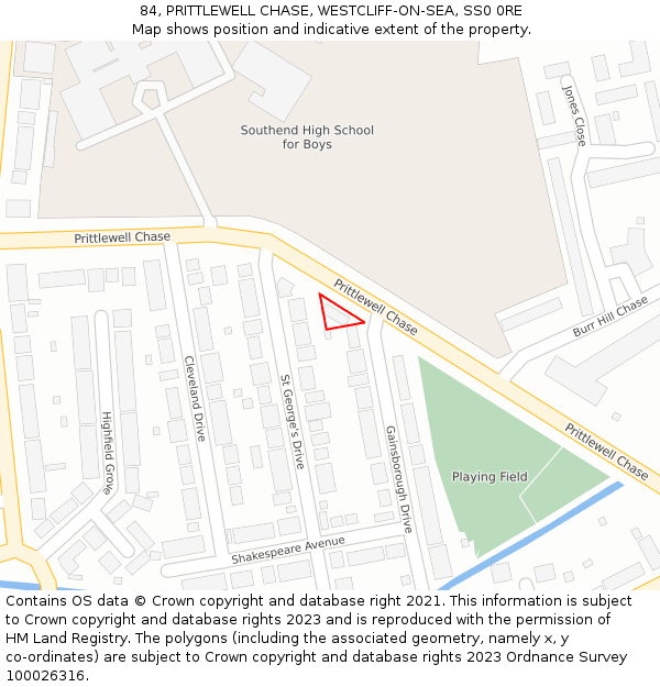 84, PRITTLEWELL CHASE, WESTCLIFF-ON-SEA, SS0 0RE: Location map and indicative extent of plot