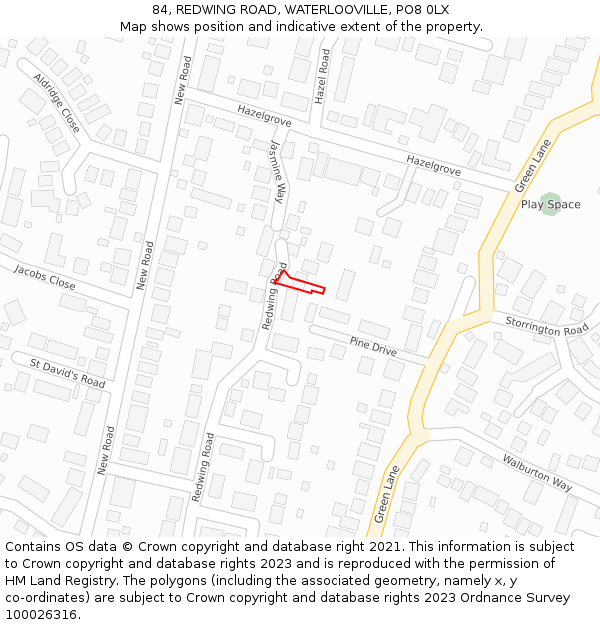 84, REDWING ROAD, WATERLOOVILLE, PO8 0LX: Location map and indicative extent of plot