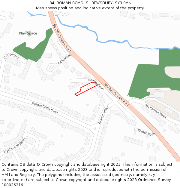 84, ROMAN ROAD, SHREWSBURY, SY3 9AN: Location map and indicative extent of plot