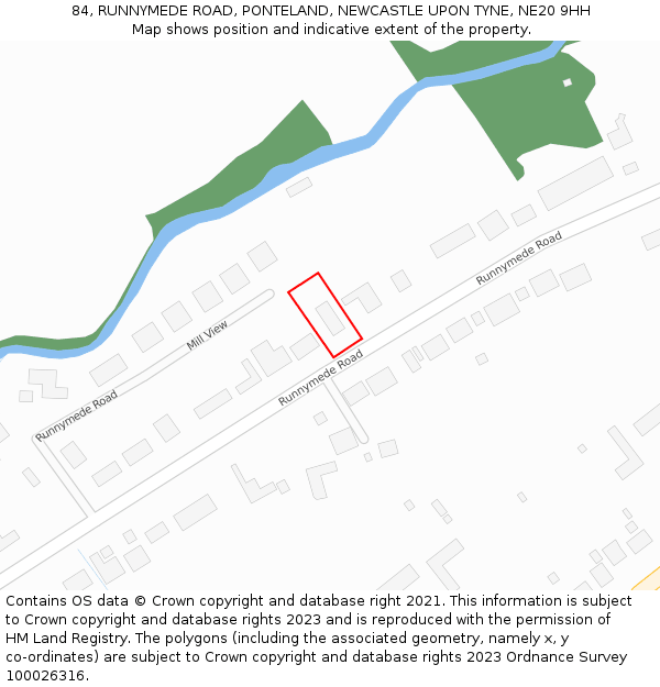 84, RUNNYMEDE ROAD, PONTELAND, NEWCASTLE UPON TYNE, NE20 9HH: Location map and indicative extent of plot