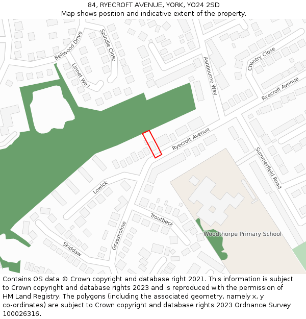 84, RYECROFT AVENUE, YORK, YO24 2SD: Location map and indicative extent of plot