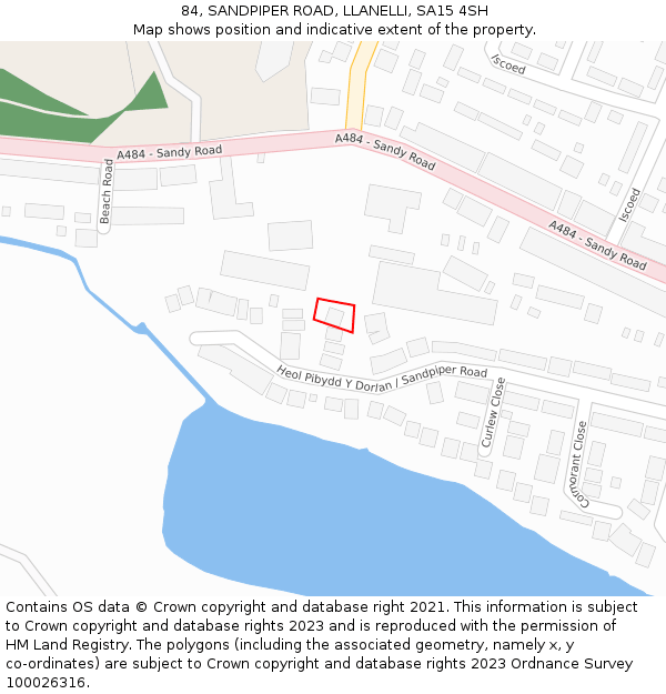 84, SANDPIPER ROAD, LLANELLI, SA15 4SH: Location map and indicative extent of plot