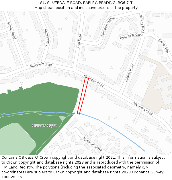 84, SILVERDALE ROAD, EARLEY, READING, RG6 7LT: Location map and indicative extent of plot