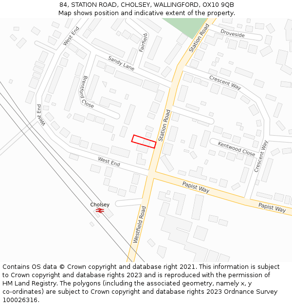 84, STATION ROAD, CHOLSEY, WALLINGFORD, OX10 9QB: Location map and indicative extent of plot