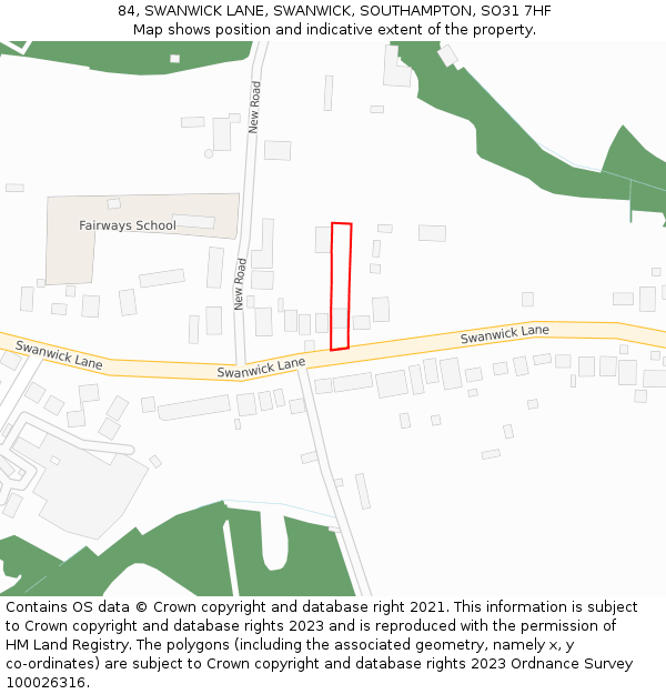 84, SWANWICK LANE, SWANWICK, SOUTHAMPTON, SO31 7HF: Location map and indicative extent of plot