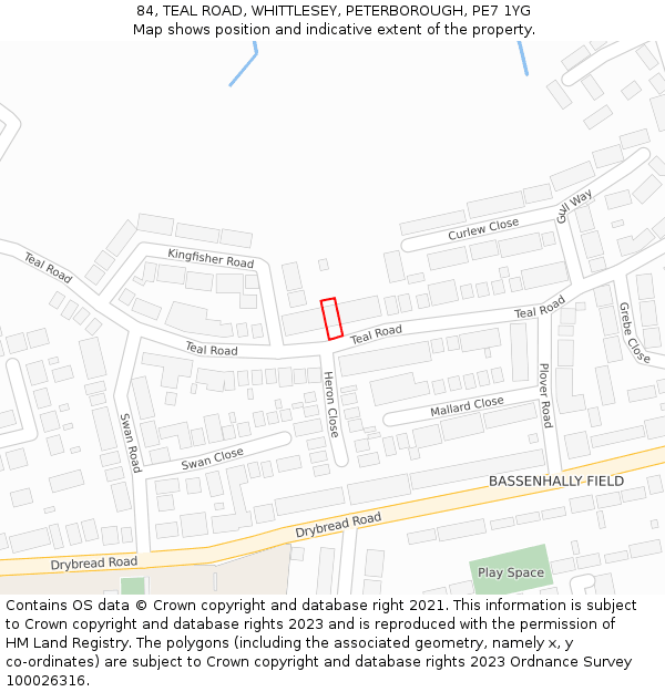 84, TEAL ROAD, WHITTLESEY, PETERBOROUGH, PE7 1YG: Location map and indicative extent of plot