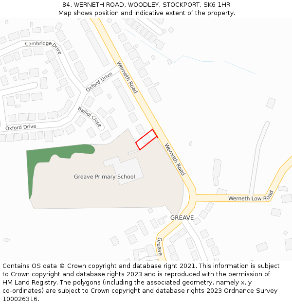 84, WERNETH ROAD, WOODLEY, STOCKPORT, SK6 1HR: Location map and indicative extent of plot