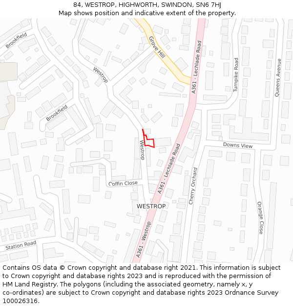 84, WESTROP, HIGHWORTH, SWINDON, SN6 7HJ: Location map and indicative extent of plot