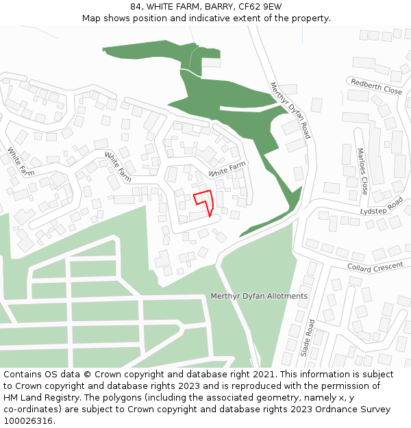 84, WHITE FARM, BARRY, CF62 9EW: Location map and indicative extent of plot