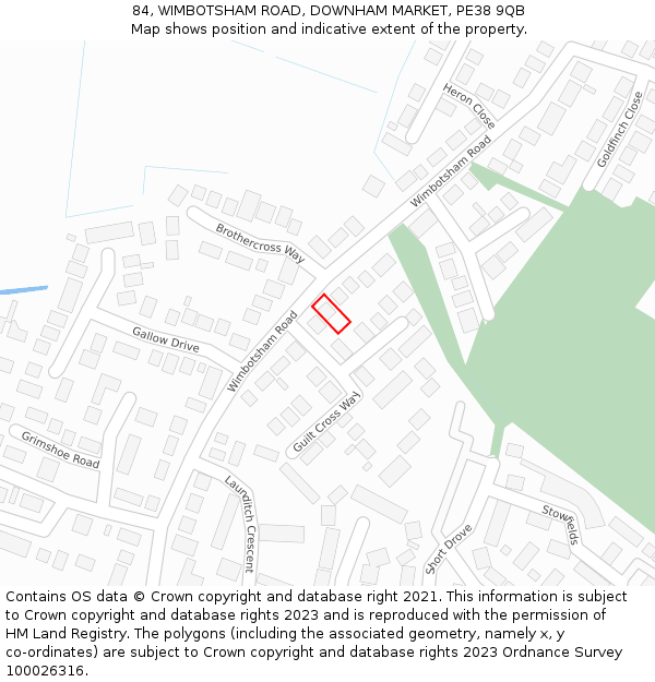 84, WIMBOTSHAM ROAD, DOWNHAM MARKET, PE38 9QB: Location map and indicative extent of plot