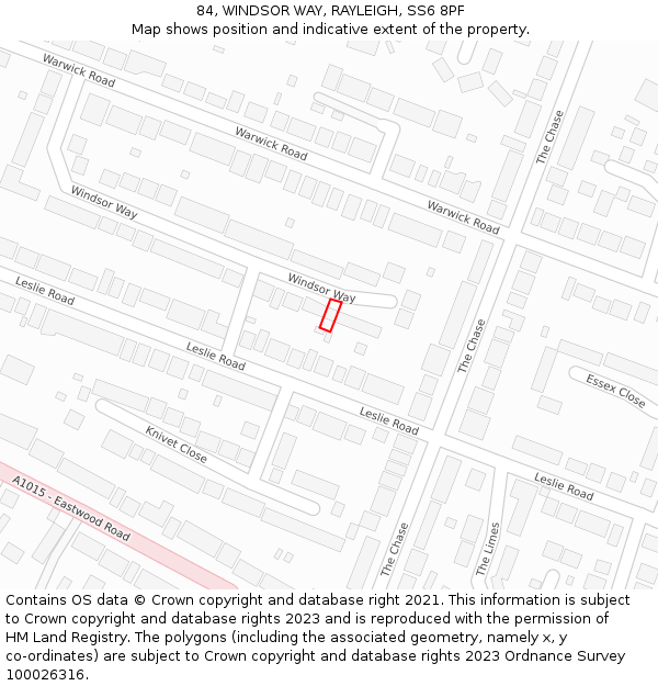84, WINDSOR WAY, RAYLEIGH, SS6 8PF: Location map and indicative extent of plot