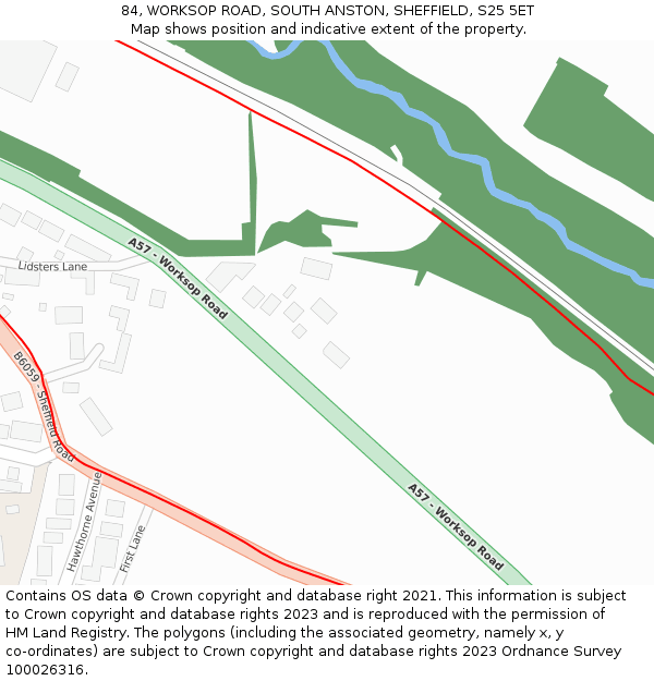 84, WORKSOP ROAD, SOUTH ANSTON, SHEFFIELD, S25 5ET: Location map and indicative extent of plot