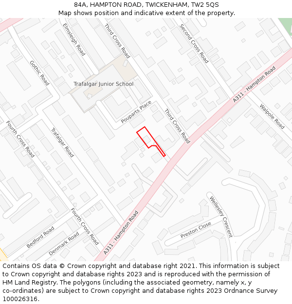 84A, HAMPTON ROAD, TWICKENHAM, TW2 5QS: Location map and indicative extent of plot