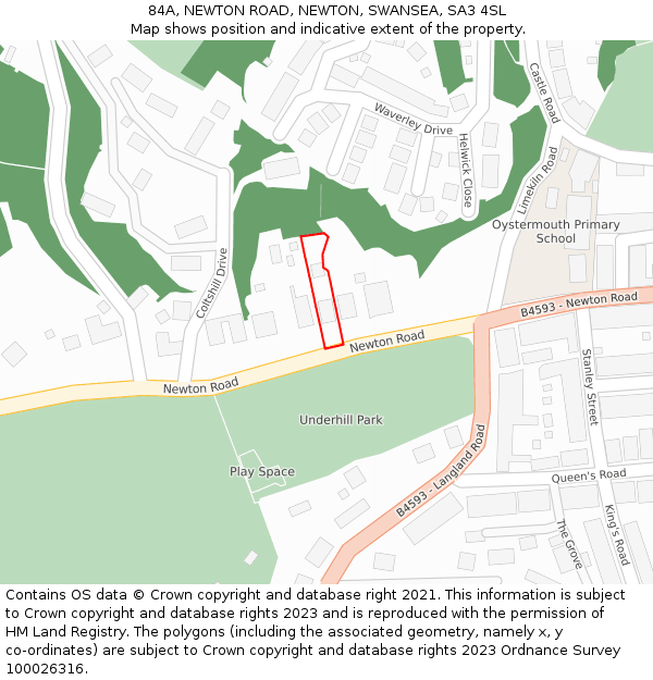 84A, NEWTON ROAD, NEWTON, SWANSEA, SA3 4SL: Location map and indicative extent of plot