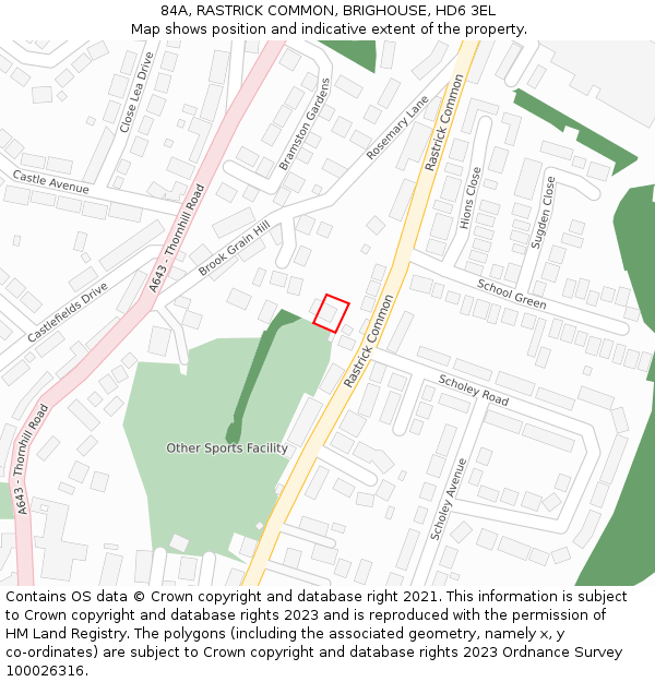 84A, RASTRICK COMMON, BRIGHOUSE, HD6 3EL: Location map and indicative extent of plot