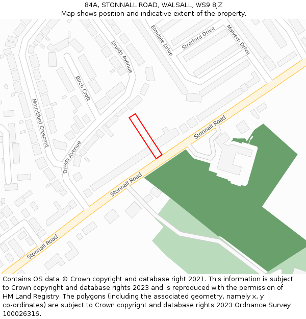 84A, STONNALL ROAD, WALSALL, WS9 8JZ: Location map and indicative extent of plot