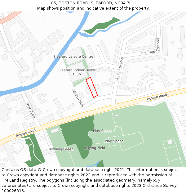 85, BOSTON ROAD, SLEAFORD, NG34 7HH: Location map and indicative extent of plot