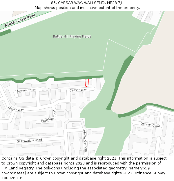 85, CAESAR WAY, WALLSEND, NE28 7JL: Location map and indicative extent of plot