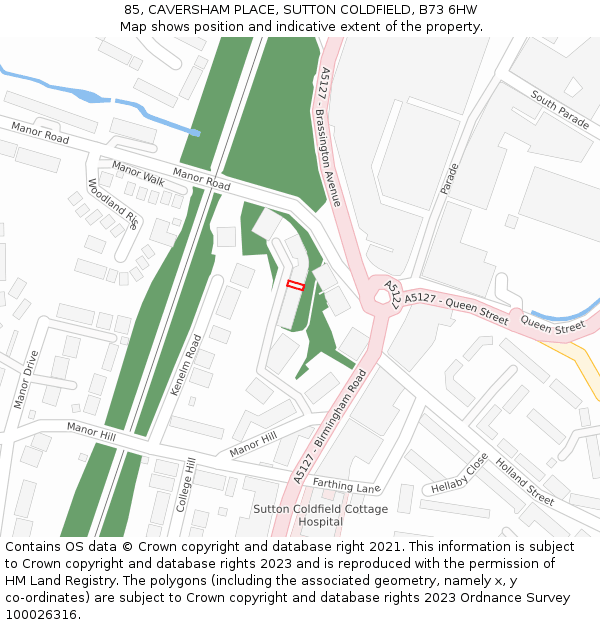 85, CAVERSHAM PLACE, SUTTON COLDFIELD, B73 6HW: Location map and indicative extent of plot