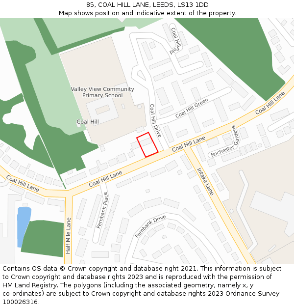 85, COAL HILL LANE, LEEDS, LS13 1DD: Location map and indicative extent of plot