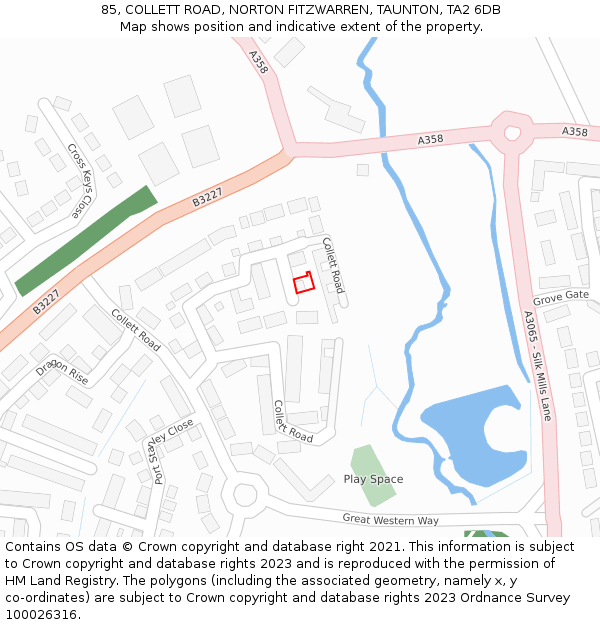 85, COLLETT ROAD, NORTON FITZWARREN, TAUNTON, TA2 6DB: Location map and indicative extent of plot
