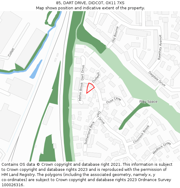 85, DART DRIVE, DIDCOT, OX11 7XS: Location map and indicative extent of plot