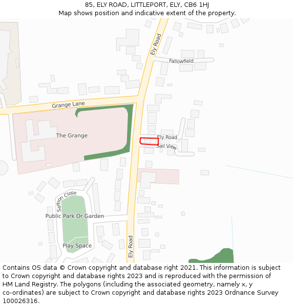 85, ELY ROAD, LITTLEPORT, ELY, CB6 1HJ: Location map and indicative extent of plot