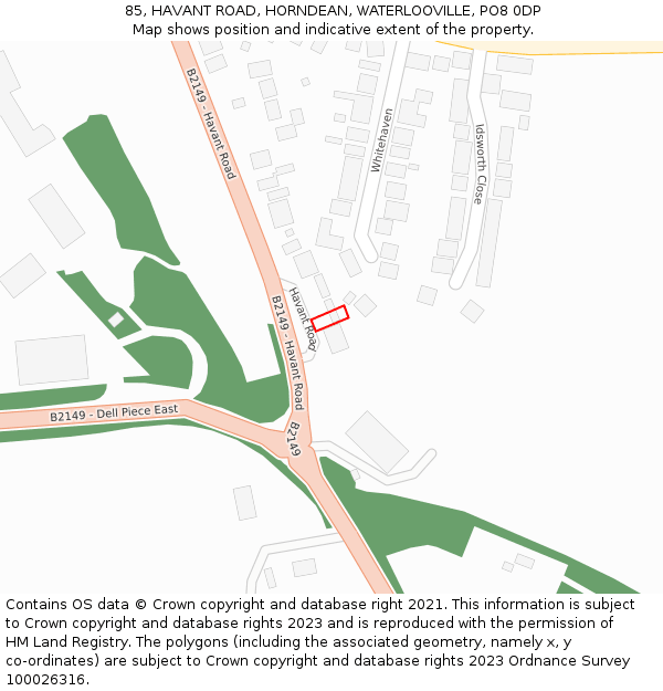 85, HAVANT ROAD, HORNDEAN, WATERLOOVILLE, PO8 0DP: Location map and indicative extent of plot