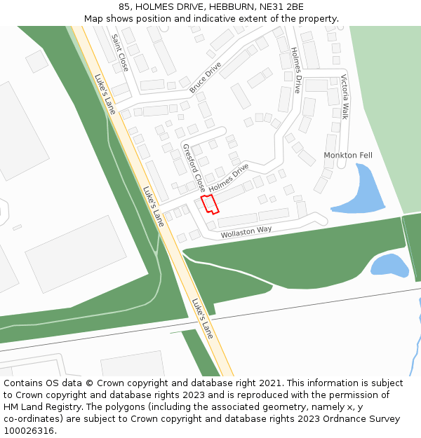 85, HOLMES DRIVE, HEBBURN, NE31 2BE: Location map and indicative extent of plot