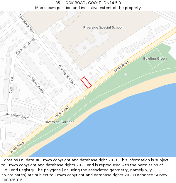 85, HOOK ROAD, GOOLE, DN14 5JR: Location map and indicative extent of plot