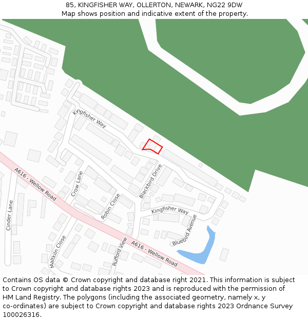 85, KINGFISHER WAY, OLLERTON, NEWARK, NG22 9DW: Location map and indicative extent of plot