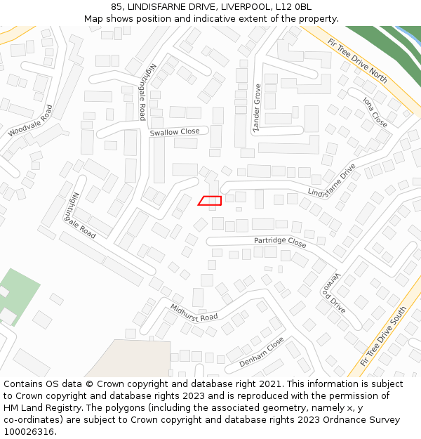 85, LINDISFARNE DRIVE, LIVERPOOL, L12 0BL: Location map and indicative extent of plot