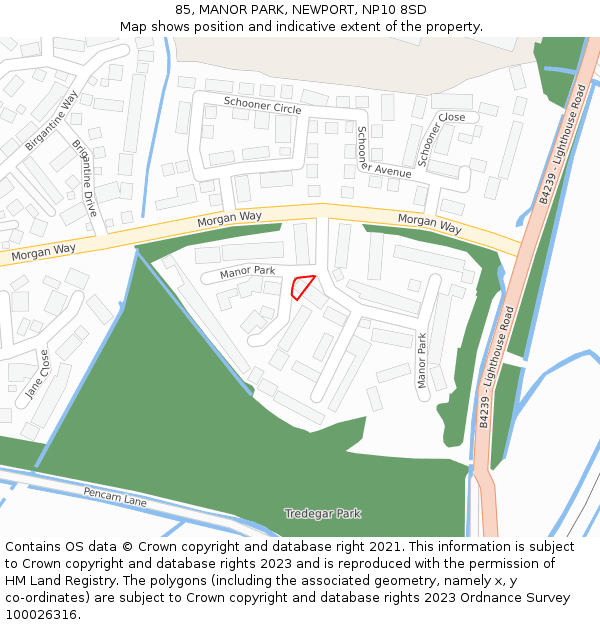 85, MANOR PARK, NEWPORT, NP10 8SD: Location map and indicative extent of plot