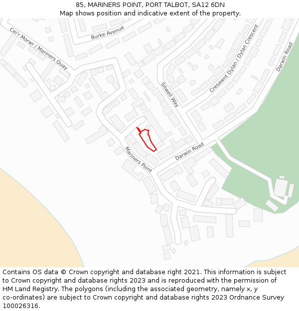 85, MARINERS POINT, PORT TALBOT, SA12 6DN: Location map and indicative extent of plot