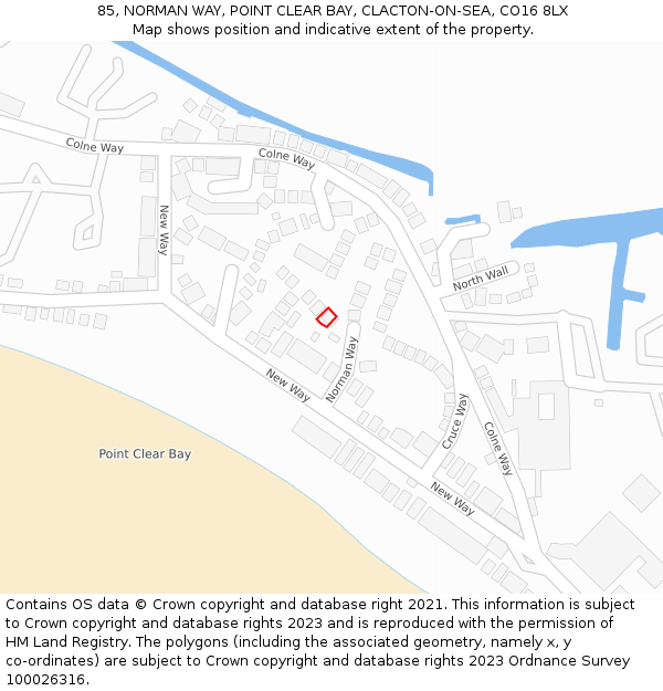 85, NORMAN WAY, POINT CLEAR BAY, CLACTON-ON-SEA, CO16 8LX: Location map and indicative extent of plot