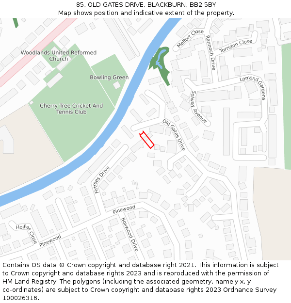 85, OLD GATES DRIVE, BLACKBURN, BB2 5BY: Location map and indicative extent of plot