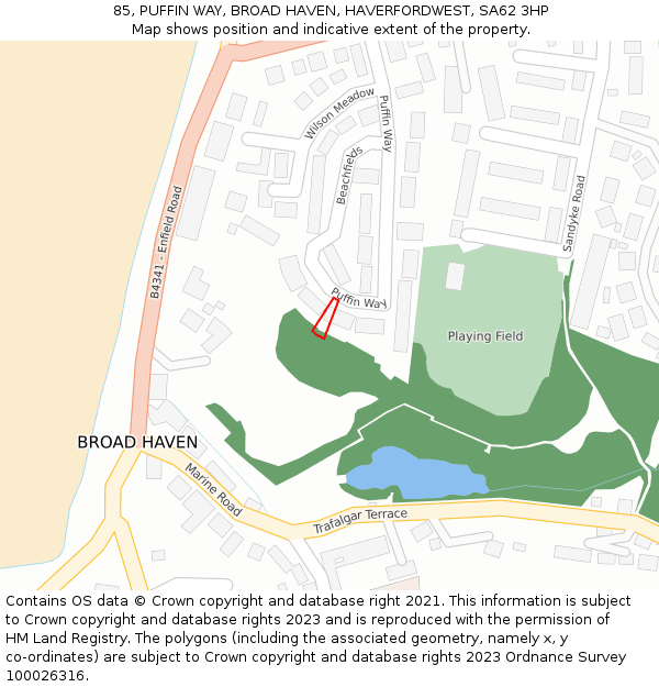 85, PUFFIN WAY, BROAD HAVEN, HAVERFORDWEST, SA62 3HP: Location map and indicative extent of plot