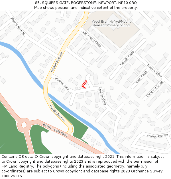85, SQUIRES GATE, ROGERSTONE, NEWPORT, NP10 0BQ: Location map and indicative extent of plot