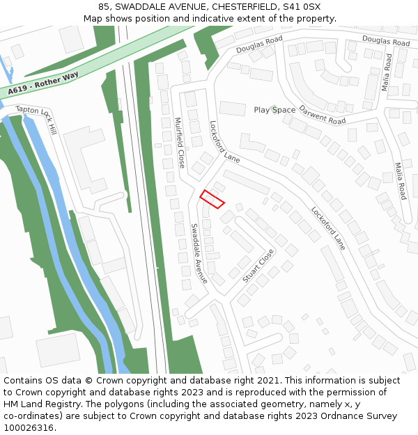 85, SWADDALE AVENUE, CHESTERFIELD, S41 0SX: Location map and indicative extent of plot