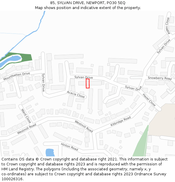 85, SYLVAN DRIVE, NEWPORT, PO30 5EQ: Location map and indicative extent of plot