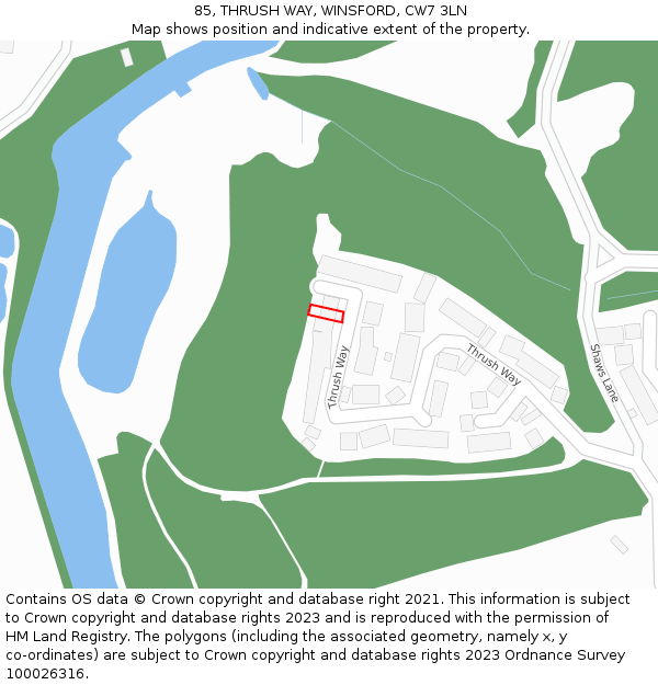 85, THRUSH WAY, WINSFORD, CW7 3LN: Location map and indicative extent of plot