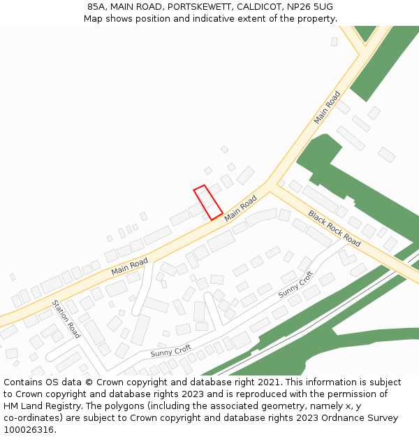 85A, MAIN ROAD, PORTSKEWETT, CALDICOT, NP26 5UG: Location map and indicative extent of plot