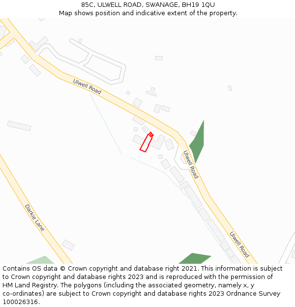 85C, ULWELL ROAD, SWANAGE, BH19 1QU: Location map and indicative extent of plot